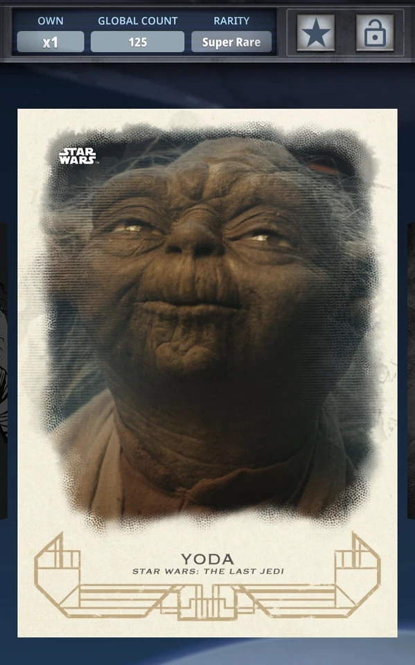 Topps Star Wars Card Trader Yoda The Last Jedi Heritage Black Award 125c Digital - Image 1 of 1