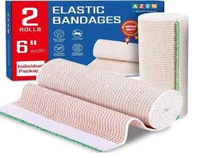 Premium 2 Pack Fascia Elastica Wrap 6 Pollici, Benda Avvolgente a Compressione per Gambe, A - Foto 1 di 4