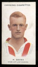 Tobacco Card, Carreras, FOOTBALLERS, 1934, H Davies, Stoke City, #35