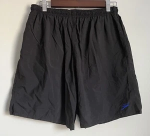Vintage Speedo Sports Men’s Black Nylon Trunks Meshed Lined Brief Logo Shorts M - Picture 1 of 7