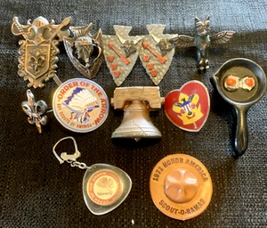 Vintage BOYSCOUT Metal NECKERCHIEF Slides Lot of 10 Plus Order of the Arrow key - Picture 1 of 7