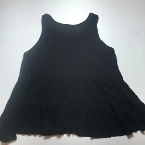 Chelsea & Theodore Tank Top Womens Size 3X Plus Black Rayon Ruffled Sleeveless - Picture 1 of 12