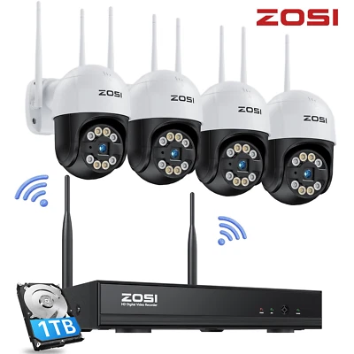 ZOSI Wireless CCTV System 3MP  WiFi PTZ Security Camera 2-Way Audio 8CH NVR+1TB - Image 1 of 4