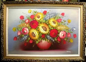 ROSE SUNFLOWER DAISY 24X36" CANVAS STRETCHED OIL PAINTING HOME DECOR ART GIFT 68 - Bild 1 von 1