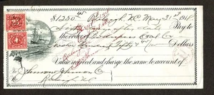 1918 U.S. DOCUMENTARY 1c & 25c Carm Sc#R228- On Document Ship Vignette - Picture 1 of 2