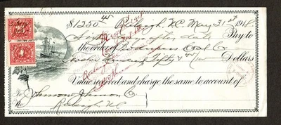 1918 U.S. DOCUMENTARY 1c & 25c Carm Sc#R228- On Document Ship Vignette - Image 1 of 2