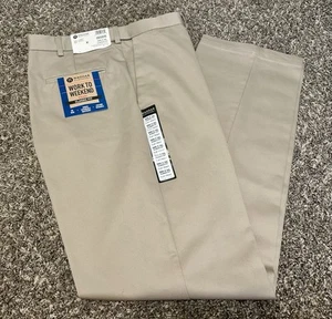 Haggar Pantaloni Kaki da Lavoro a Weekend, Vita Espandibile Nascosta, Uomo 38X34, NUOVO - Foto 1 di 8
