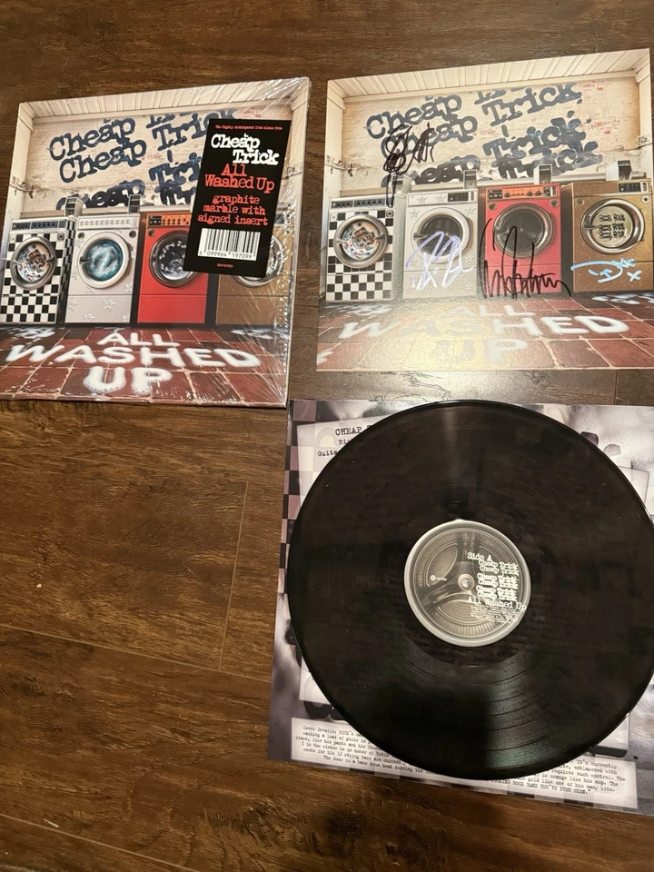 Cheap Trick - All Washed Up - Lp, Album Fully Signed Graphite Marble  Vinyl - Image 1 of 4