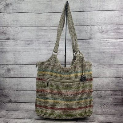 Bolso de Mano The Sak “Belle” Multicolor Rayas Crochet Tejido Gitano Hobo Voyager Cartera Foto 1 de 4