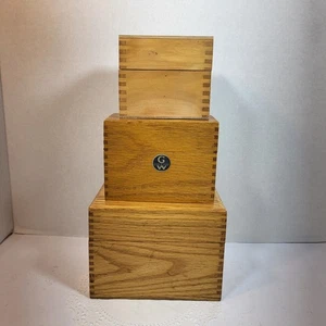 Vintage Globe Wernicke No. 83-C Oak Box and Two Recipe File Card Wooden Boxes - Picture 1 of 24