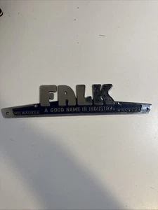 Vintage FALK A GOOD NAME IN INDUSTRY Machinery Emblem Badge Plaque Ornament 15” - Picture 1 of 11