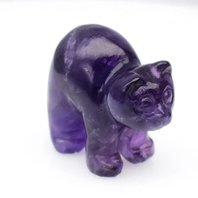 💎 16.08ct Cat Carving Natural Purple Amethyst - Unheated, Uruguay Gemstone - Image 1 of 4