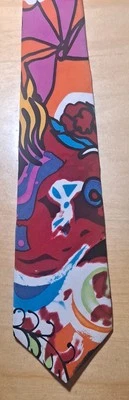 Винтажный Montage от Belle широкий шелковый галстук мод психоделический 55 «x 4» США - Изображение 1 из 4