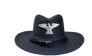 Stratton Blue Self Forming Straw Hat Sheriff State Trooper - Size 6 1/2 - Picture 1 of 9