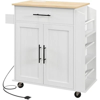 Isla de cocina con almacenamiento, carro de cocina rodante con tomas de aire acondicionado y Foto 1 de 4