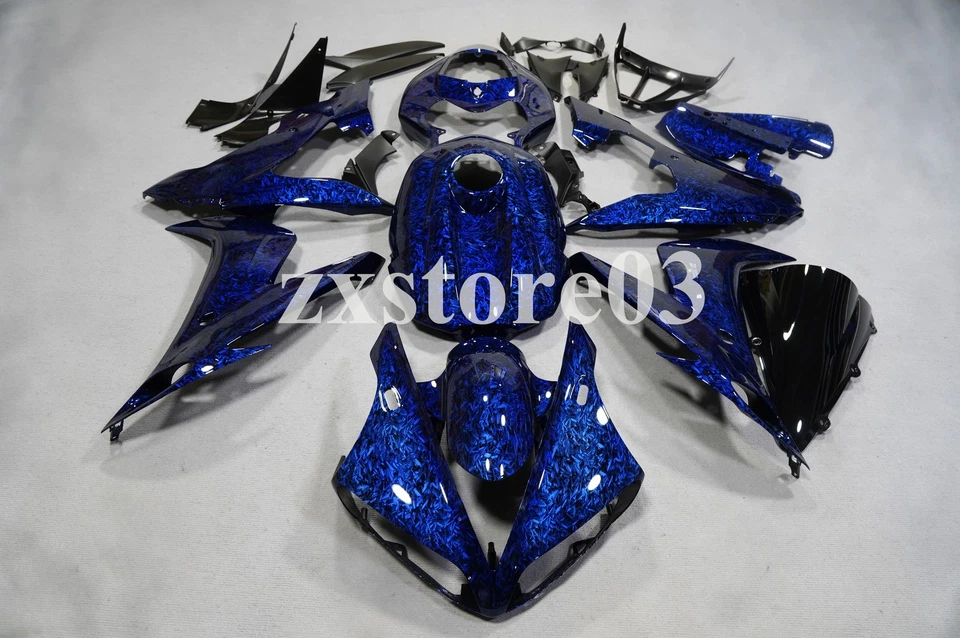 Kit de carrocería y tanque de carenado de fibra de carbono forjado azul para Yamaha YZF R1 2004-2006 EE. UU. Foto 1 de 4