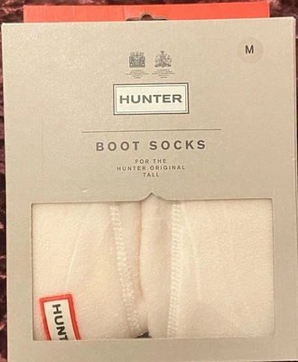 Hunter Original Women's Cream /Ivory Tall Fleece Welly Boot Socks Size M ~New - Image 1 of 4