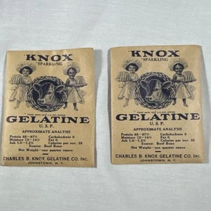 Vintage 2 Unopened Packet  KNOX SPARKLING GELATIN Great General Store Display - Picture 1 of 2