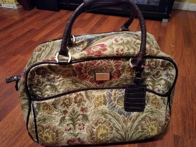 Liz Claiborne Tapestry Rolling Travel Luggage Bag - Image 1 of 4