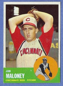 1963 Topps Baseball #444 Jim Maloney Cincinnati Reds EX/EX++ - Picture 1 of 2