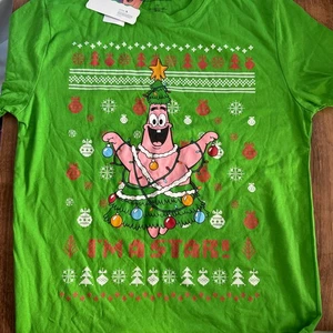 Nickelodeon SpongeBob Patrick Star Weihnachten T-Shirt Erwachsene Medium Neu mit Etikett NEU grün - Bild 1 von 7