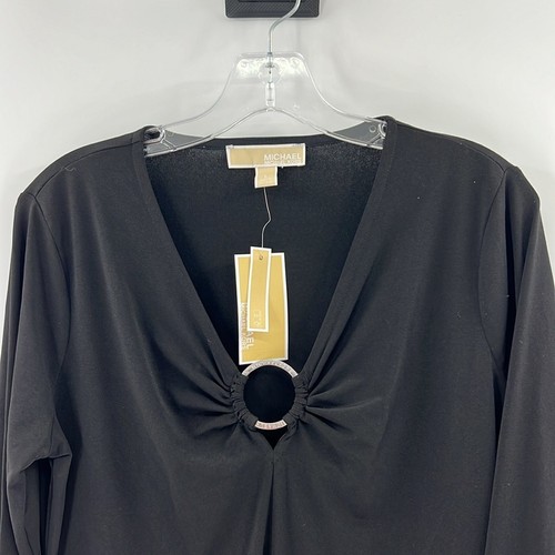 Abito donna Michael Kors manica lunga al ginocchio Nero Large Nuovo con etichette