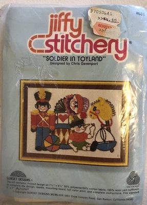 Jiffy Stitchery Sunset Designs VTG Crewel Embroidery Soldier in Toyland #681 NOS - Image 1 of 4