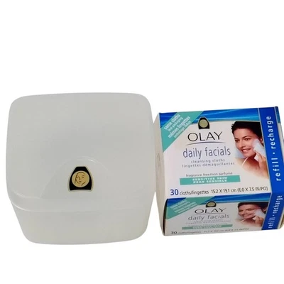 Olay Daily Facials 30 paños de limpieza piel sensible agua activo recarga y estuche Foto 1 de 4
