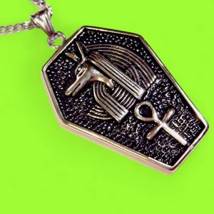 COLGANTE SARCÓFAGO ANUBIS Collar Unisex Ankh Egipto África Cadena Egipcia F6 - Imagen 1 de 3