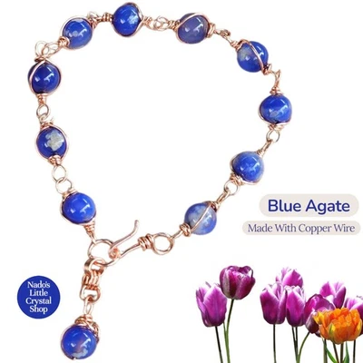 Pulsera ágata azul 8,5 mm  Foto 1 de 4