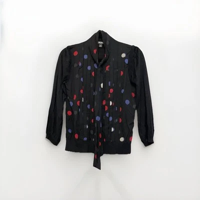 Mujer DKNY Negro Lunares Suéter/Cardigan Blusa Seda Talla S Trabajo Oficina Foto 1 de 4