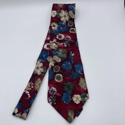 Mens Pierre Cardin 100% Silk Burgundy Floral Patterned Tie - Image 1 of 4