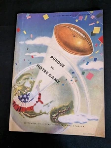 Purdue vs. Notre Dame Fußball offizielles Programm 25.9.1948 BUF - Bild 1 von 3