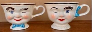Baileys Irish Cream HIS HERS YUM Coffee Tea Cups 2 Winking Eye Mugs Vintage Set! - Picture 1 of 4