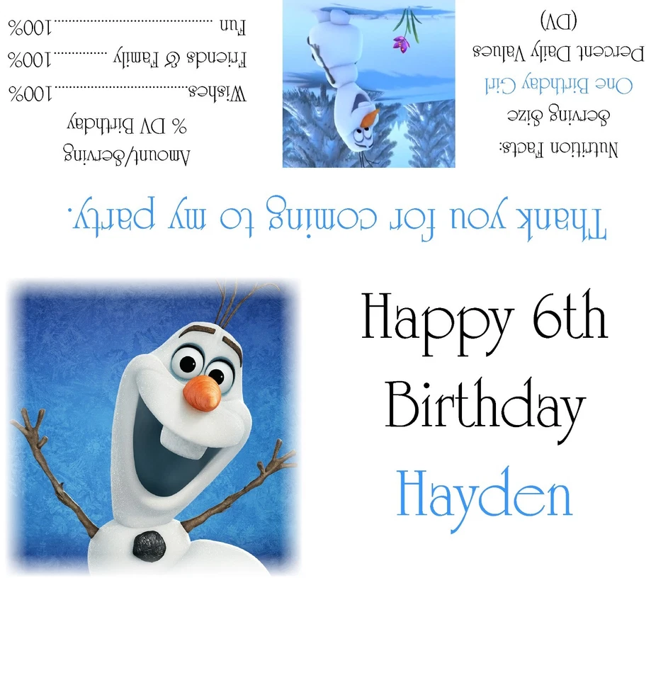 Envolturas de barra de caramelos Olaf Frozen de Disney/diseño de favores de fiesta de cumpleaños #1 Foto 1 de 1