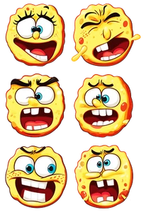 bathroom Spongebob style emoticon pack  waterproof glossy sticker H - Picture 1 of 7