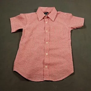ELK Top Womens 8 Red Gingham Plaid Seersucker Short Sleeve Office Causal Preppy - Picture 1 of 8