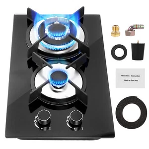 2 Burners Gas Hob LPG Stove Cooker Home Kitchen Camping Caravan Camper Van - Picture 1 of 10