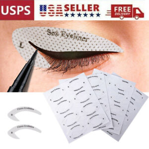 64 Pair Quick Eyeliner Eyeshadow Stencils Guide Eye Makeup Stickers 8Sheets Tool