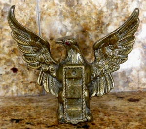 Antique Brass EAGLE Paperweight - REG No 875280 RUBY EYE Crystal Palace Fan Gift - Picture 1 of 10