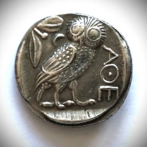 Ancient Coin Greece Greek 450BC. Owl of Athena. 24mm 9,6g Silver 750 Αθηνά - Picture 1 of 2
