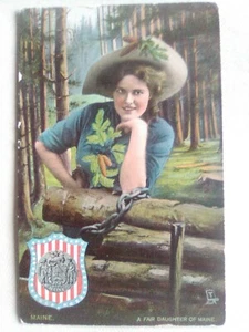 Vintage A Fair Doughter Of Maine Postkarte - Bild 1 von 7