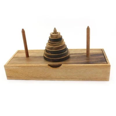 DILEMMATA Der Turm von Hanoi, Wanderturm 7 Ringe Holz Puzzle Knobel IQ-Spiel