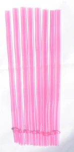 10 Pink Solid 9" Reusable Straws Repl Straws + Brush BPA Free Dishwasher Safe - Picture 1 of 4