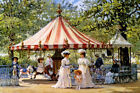 SUMMER CAROUSEL PARK MOTHERS CHILDREN PLAY FUN PAINTING BY ALAN MALEY REPRO