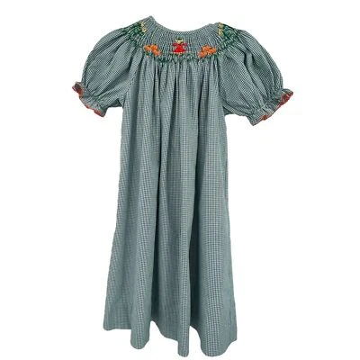 Vestido Vintage Madre Ganso Verde Blanco Guinga Calabazas Espantapájaros 4T Foto 1 de 4