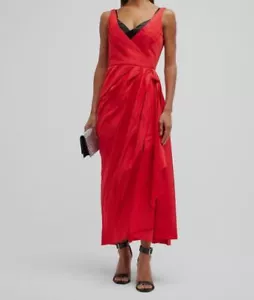 $4536 Alexander McQueen Women's Red Deconstructed Wrap-Front Midi Dress Size 46 - Picture 1 of 4