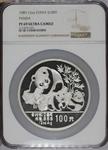 1989 Silver Panda 12 oz. 100 Yuan NGC PF69 Ultra Cameo - Picture 1 of 2