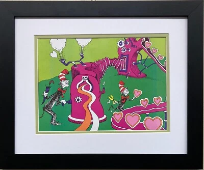 Dr. Seuss "Gato en el Sombrero Día de San Valentín" NUEVO ARTE ENMARCADO Vacaciones Amor Foto 1 de 3