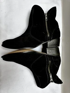 EUC Anthropologie CIUDAD LIENDO BOOTIES Fur Lined WESTERN Black Suede Leather 8 - Picture 1 of 9